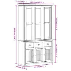 Petromila vidaXL Komoda BODO biela 115x43x200,5 cm borovicový masív