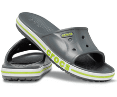 Crocs Bayaband Slides Unisex, 37-38 EU, M5W7, Šlapky, Sandále, Papuče, Slate Grey/Lime Punch, Sivá, 205392-0GX