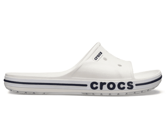 Crocs Bayaband Slides Unisex, 43-44 EU, M10W12, Šlapky, Sandále, Papuče, White/Navy, Biela, 205392-126