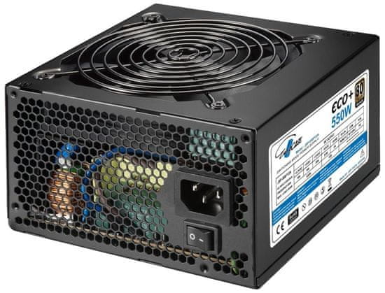 Eurocase zdroj Eco+ 550W / 80 + BRONZE / 12cm fan / PFC ATX 20/24pin / 6x SATA