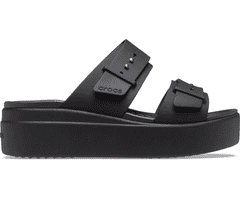 Crocs Brooklyn Buckle Low Wedge Sandals pre ženy, 39-40 EU, W9, Sandále, Šlapky, Papuče, Black, Čierna, 207431-001