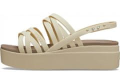 Crocs Brooklyn Strappy Low Wedge Sandals pre ženy, 39-40 EU, W9, Sandále, Šlapky, Papuče, Bone, Béžová, 206751-2Y2