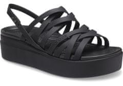 Crocs Brooklyn Strappy Low Wedge Sandals pre ženy, 39-40 EU, W9, Sandále, Šlapky, Papuče, Black, Čierna, 206751-001