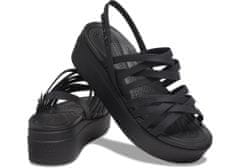 Crocs Brooklyn Strappy Low Wedge Sandals pre ženy, 37-38 EU, W7, Sandále, Šlapky, Papuče, Black, Čierna, 206751-001