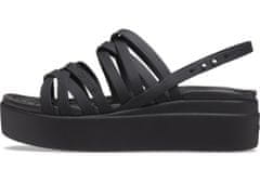 Crocs Brooklyn Strappy Low Wedge Sandals pre ženy, 36-37 EU, W6, Sandále, Šlapky, Papuče, Black, Čierna, 206751-001