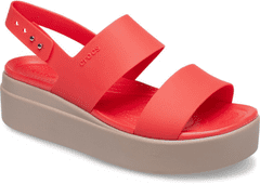 Crocs Brooklyn Low Wedge Sandals pre ženy, 42-43 EU, W11, Sandále, Šlapky, Papuče, Flame/Mushroom, Červená, 206453-6SQ