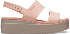 Crocs Brooklyn Low Wedge Sandals pre ženy, 34-35 EU, W5, Sandále, Šlapky, Papuče, Pale Blush/Mushroom, Ružová, 206453-6RT