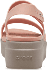 Crocs Brooklyn Low Wedge Sandals pre ženy, 34-35 EU, W5, Sandále, Šlapky, Papuče, Pale Blush/Mushroom, Ružová, 206453-6RT