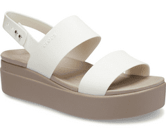 Crocs Brooklyn Low Wedge Sandals pre ženy, 38-39 EU, W8, Sandále, Šlapky, Papuče, Oyster, Béžová, 206453-159