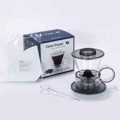 Clever Clever Dripper - Sklenený kávovar 500 ml číro sivý