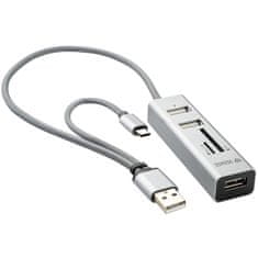 Yenkee Čítačka pamäťových kariet YHC 103SR USB C OTG HUB+čtečka