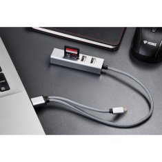 Yenkee Čítačka pamäťových kariet YHC 103SR USB C OTG HUB+čtečka