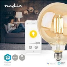 Nedis Múdra žiarovka SmartLife globe, Wi-Fi, E27, 806 lm, 7 W, Teplá Bílá