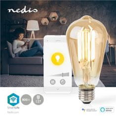 Nedis Múdra žiarovka SmartLife ST64, Wi-Fi, E27, 806 lm, 7 W, Teplá Bílá