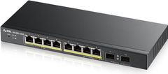 Zyxel GS1900-10HP v2, 10-port Desktop Gigabit Web Smart switch: 8x Gigabit metal + 2x SFP, IPv6, 802.3az (Green), PoE