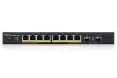 Zyxel GS1900-10HP v2, 10-port Desktop Gigabit Web Smart switch: 8x Gigabit metal + 2x SFP, IPv6, 802.3az (Green), PoE