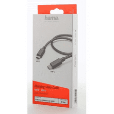 HAMA kábel USB-C 2.0 typ C vidlica - C vidlica, 1,5 m, čierna