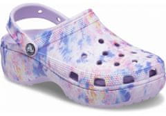 Crocs Classic Platform Tie Dye Graphic Clogs pre ženy, 41-42 EU, W10, Dreváky, Šlapky, Papuče, Lavender/Multi, Fialová, 207151-5PT