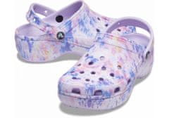 Crocs Classic Platform Tie Dye Graphic Clogs pre ženy, 36-37 EU, W6, Dreváky, Šlapky, Papuče, Lavender/Multi, Fialová, 207151-5PT