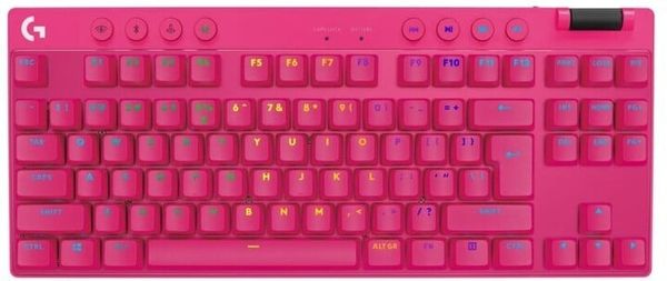 herná klávesnica bezdrôtová G Pro X TKL Lightspeed RGB podsvietenie ružová čierna biela US layout rozloženie kláves na hry akčné RPG game layout spínače USB Bluetooth 2,4 Ghz Wi-Fi ergonomický design