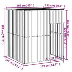 Petromila vidaXL Búda pre psa so strechou svetlo sivá 165x153x181 cm pozin. oceľ