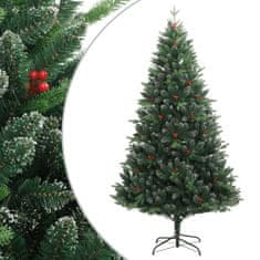 Vidaxl Umelý výklopný vianočný stromček s červenými plodmi 240 cm