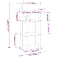 Vidaxl Škrabadlo pre mačky so sisalovými stĺpikmi bledosivé 118,5 cm
