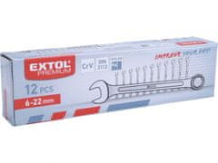 Extol Premium Kľúče očkoploché, sada 12ks, 6-22mm, CrV