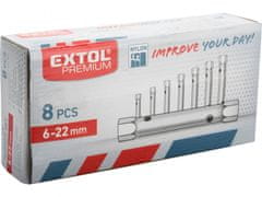 Extol Premium Kľúče rúrkové, sada 8ks, 6-22mm, CrV