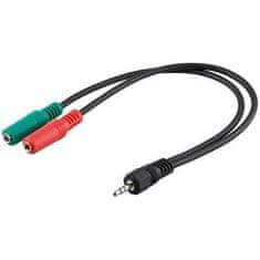 PremiumCord Adaptér 4pólový jack3,5mm pre slúchadlá a mikrofón, 30cm