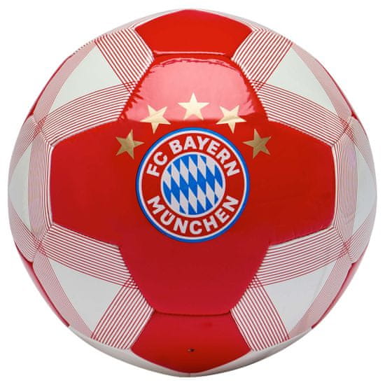 FAN SHOP SLOVAKIA Futbalová lopta FC Bayern Mníchov, 5 Hviezd, Červenobiela, Veľ. 5