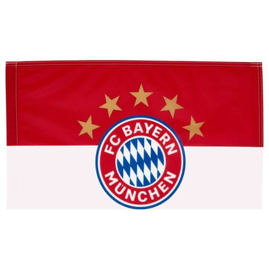 FAN SHOP SLOVAKIA Vlajka FC Bayern, Znak klubu a 5 hviezd, Červeno-biela, 150x100 cm