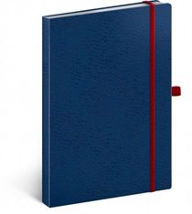 Presco Group Notes - Vivella Classic modrý/červený, linajkový, 15 x 21 cm