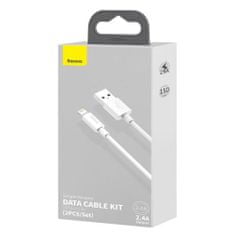 BASEUS Lightning Simple Wisdom cable (2pcs/set) 2.4A 1.5m biela (TZCALZJ-02)