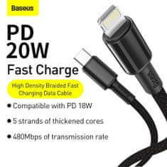 BASEUS Type-C - Lightning High Density Braided Fast charging cable PD 20W 1m čierna (CATLGD-01)