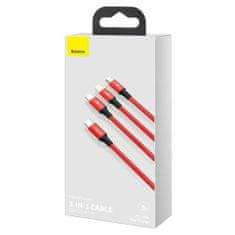 BASEUS Type-C Rapid 3-in-1 Cable for Micro + Lightning + Type-C PD 20W 1.5m Red (CAMLT-SC09)