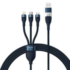 BASEUS Universal Flash Series 3-in-1 Fast Charging Data Cable (USB-A to Micro + Lightning + Type-C) 100W, 1.2m Blue (CASS030103)