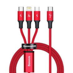 BASEUS Type-C Rapid 3-in-1 Cable for Micro + Lightning + Type-C PD 20W 1.5m Red (CAMLT-SC09)