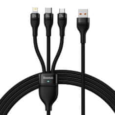 BASEUS Universal Flash Series II 3-in-1 Fast Charging Data Cable (Type-C to Micro + Lightning + Type-C) 66W, 1.2m čierna (CASS040001)