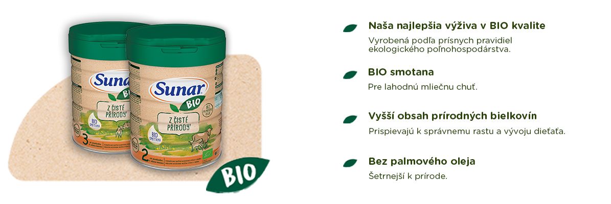 Sunar BIO 2 pokračovacie dojčenské mlieko, 6 x 700 g