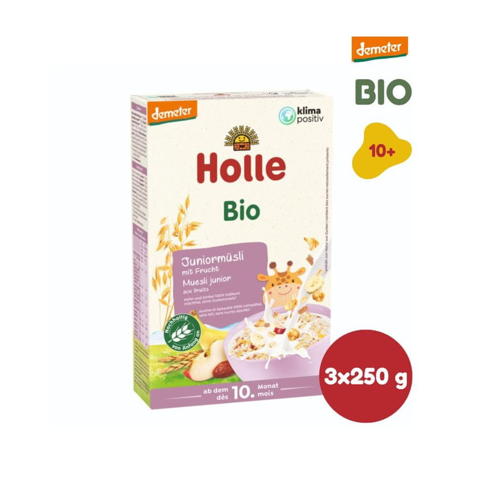 Holle Bio Junior viaczrnné müsli s ovocím - 3 x 250g