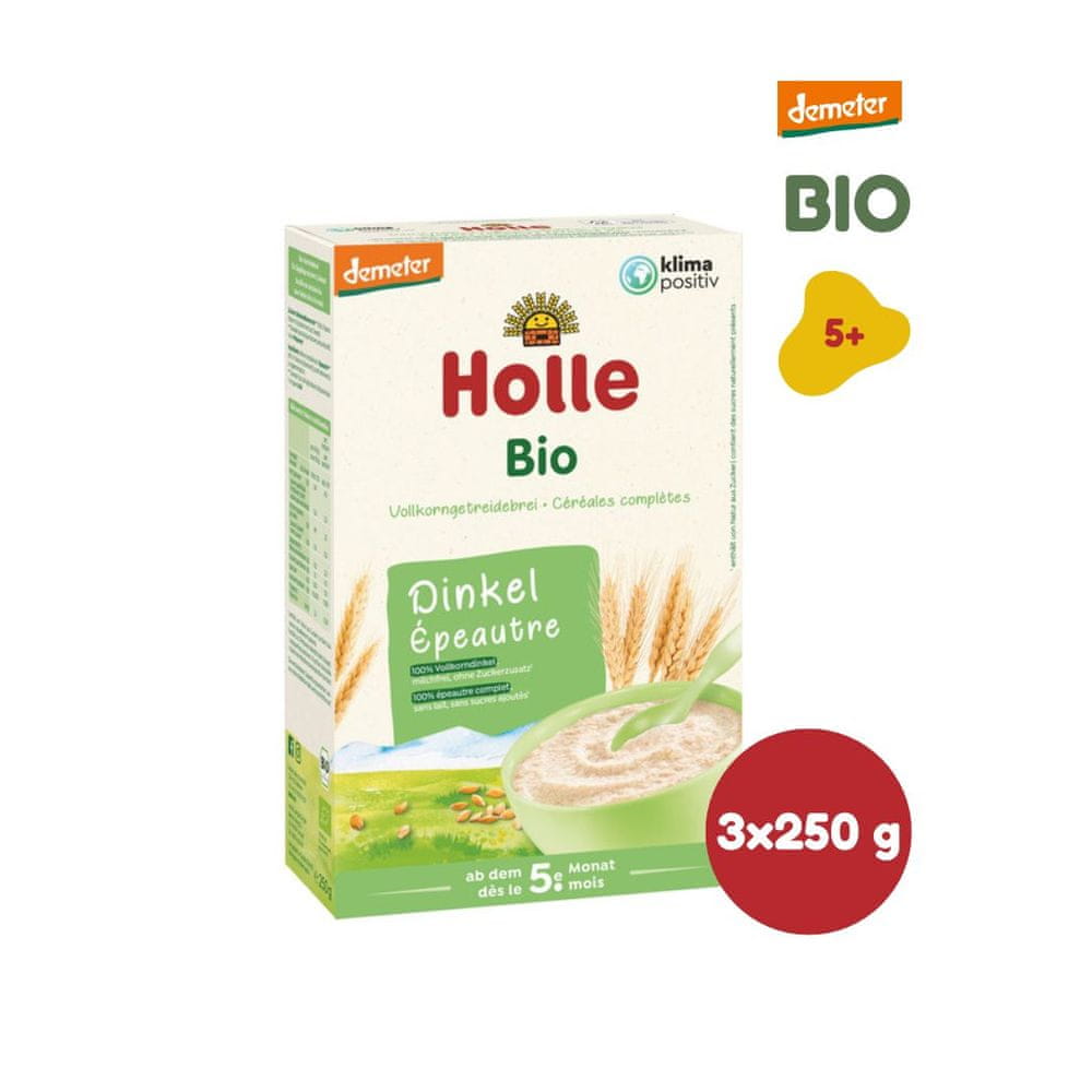 Holle Bio Špaldová bezmliečna kaša - 3 x 250g