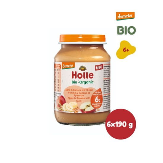 Holle Bio Jablko, banán a špalda - 6 x 190 g