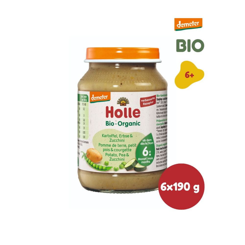 Holle Bio Zemiak, hrášok a cuketa - 6 x 190 g