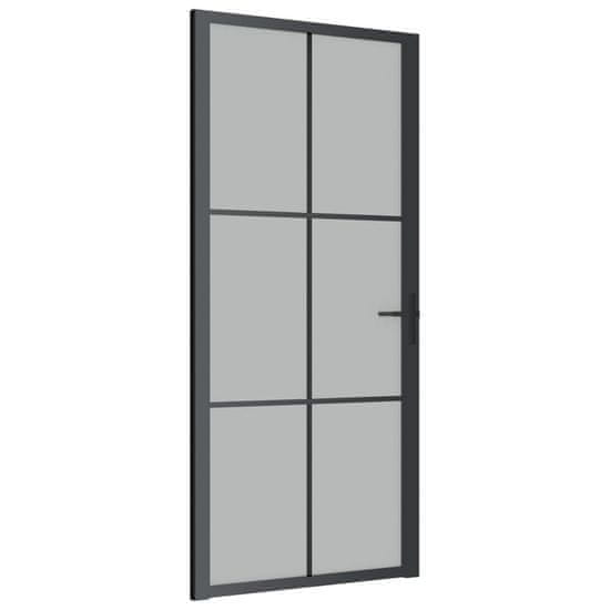 Vidaxl Vnútorné dvere 93x201,5 cm čierne matné sklo a hliník