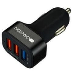 Canyon auto nabíjačka C-07, 1xUSB-A Quick Charge QC3.0 + 2xUSB-A, vstup 12-24V, výstup USB/5V-2.1A+QC3.0/5V-2.4A&9V-2A