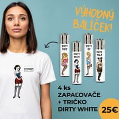 Clipper Výhodný balíček UNISEX Tričko kolekcie Dirty White a 4ks zapaľovačov XXL