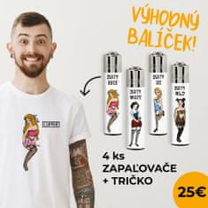 Clipper Výhodný balíček UNISEX Tričko kolekcie Dirty Rose a 4ks zapaľovačov M