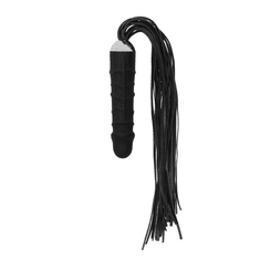 Ouch Čierny bič Black Whip with Realistic Silicone Dildo - Black