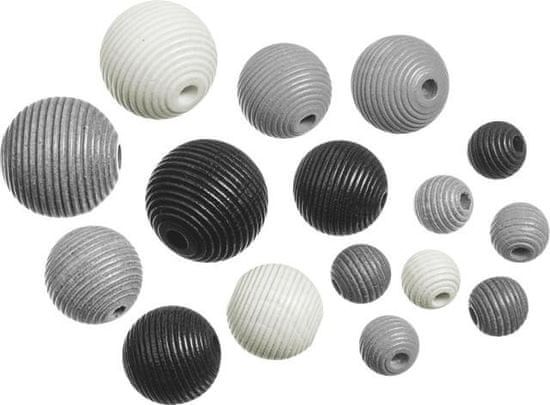 Drevené korálky mix - čierna, šedá, biela 20 ks
